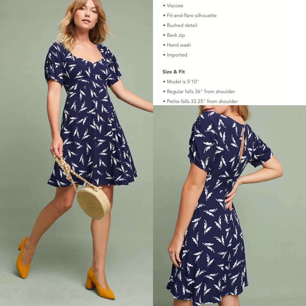 Fern Ruched Dress by Maeve, 14, NWT